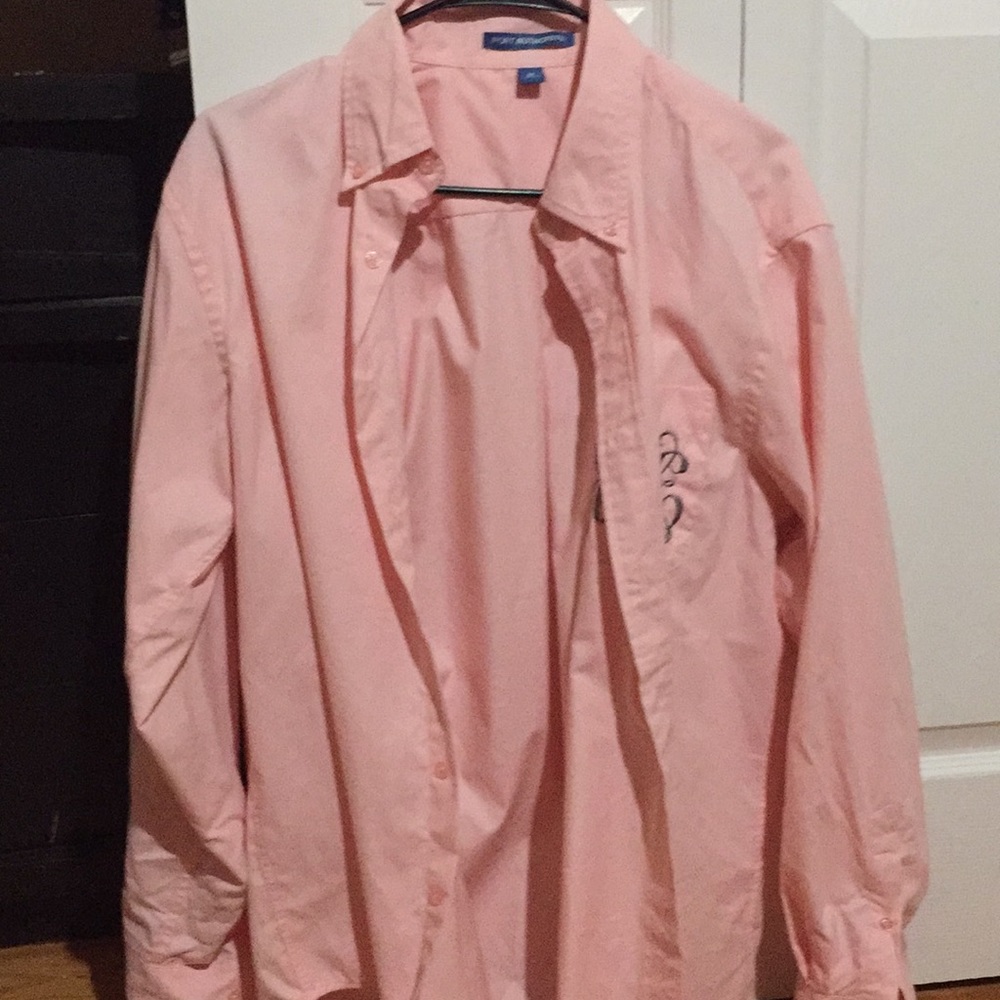 Port Authority pink button down